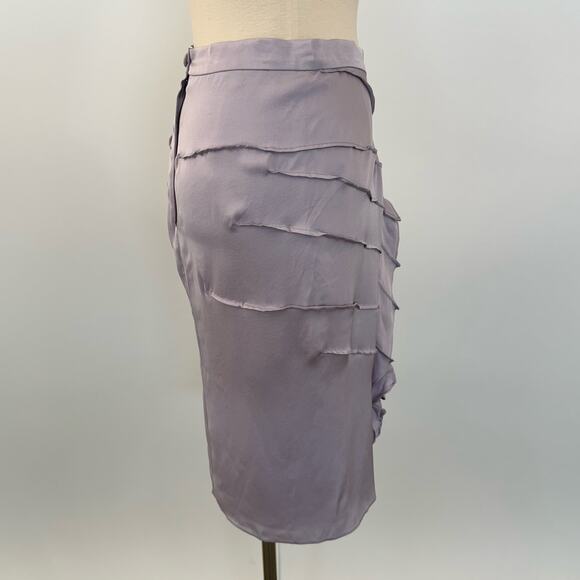 Yves Saint Laurent YSL Flower Silk Skirt Applique Lilac | Size 38 (US 6) NWT - Picture 6 of 15